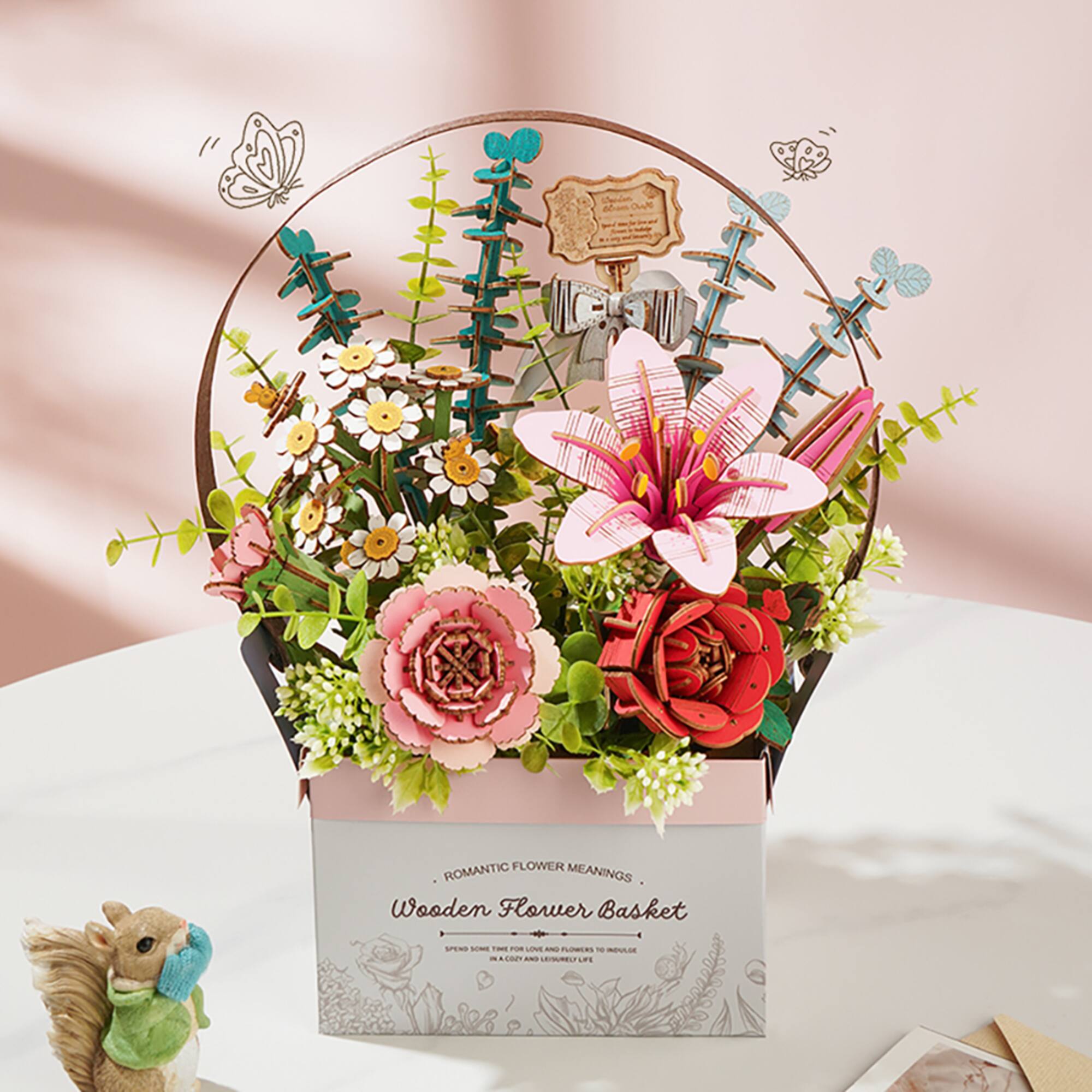 Rowood Wooden Flower Basket DIY 3D Puzzle Kit